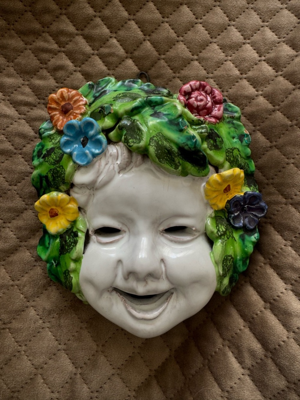 Vintage Italian Majolica mask handcrafted